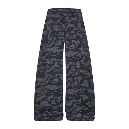 Charcoal Camo Camo Wide-Leg Trousers