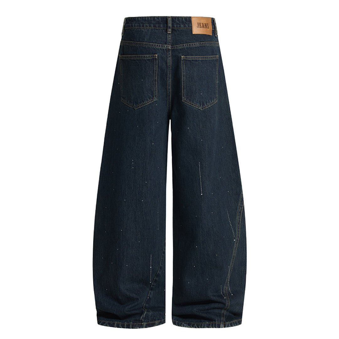 Dark Indigo Dark Indigo Studded Barrel Jeans