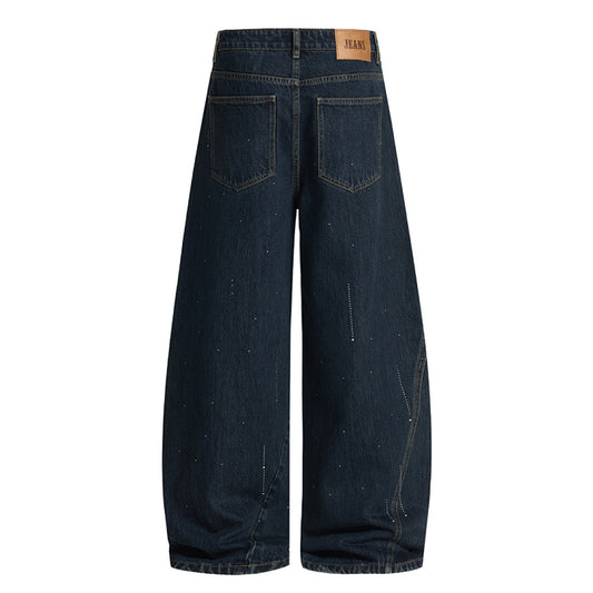 Dark Indigo Dark Indigo Studded Barrel Jeans
